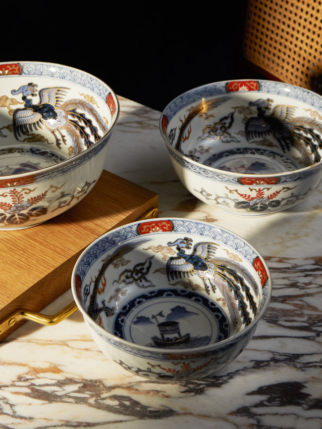 Antique and Vintage - 1900-1915 Japanese Imari Porcelain Bowl (Set of 3) - Multiple - ABASK