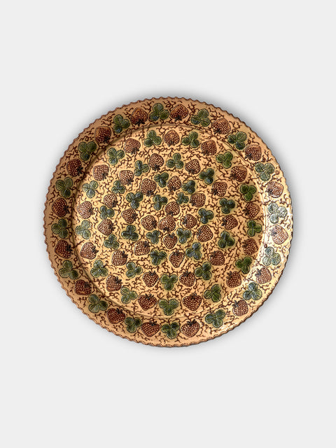 Poterie d’Évires - Strawberries Hand-Painted Ceramic Large Round Platter - Cream - ABASK - 