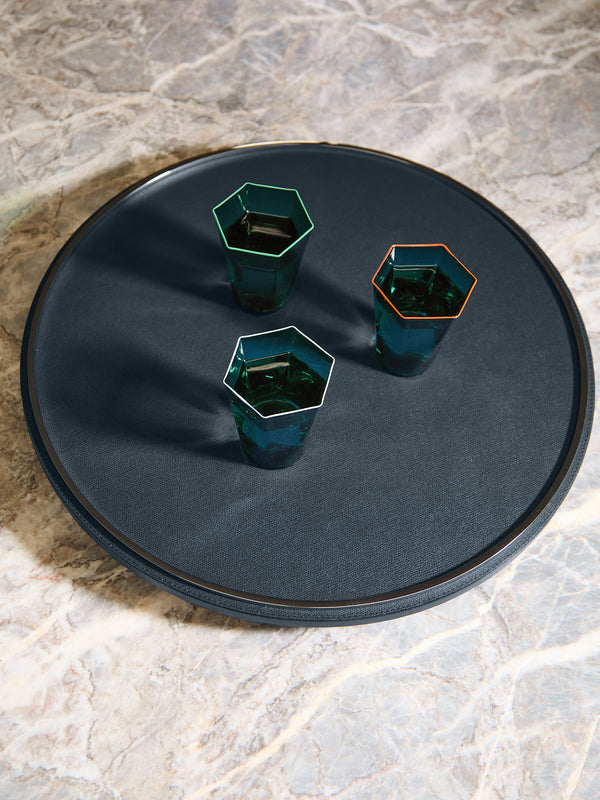 Giobagnara - Neptune Leather Lazy Susan - Navy - ABASK