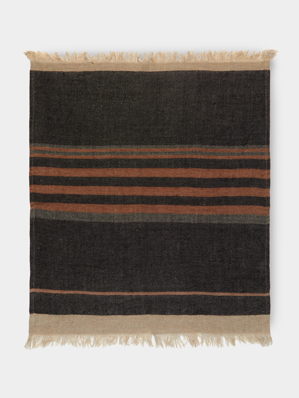 Black Black Stripe Belgian Linen Guest Towels (Set of 6) by Libeco