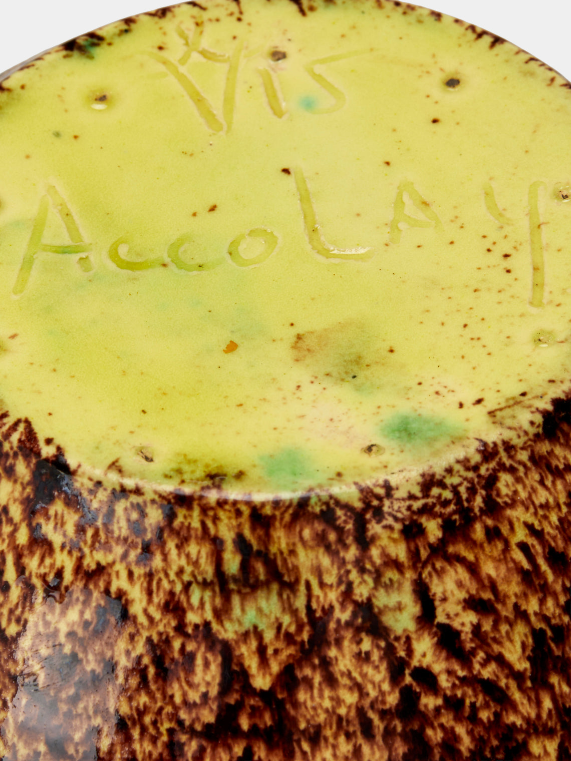 Antique and Vintage - 1950s Accolay Ceramic Vase (9in/23cm) - Green - ABASK