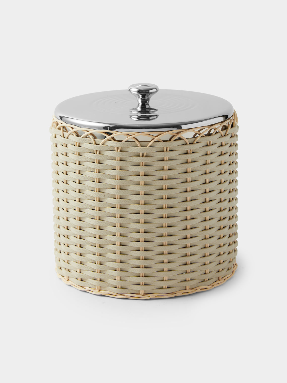 Pigment France - Menton Leather and Rattan Large Ice Bucket - Cream - ABASK - 