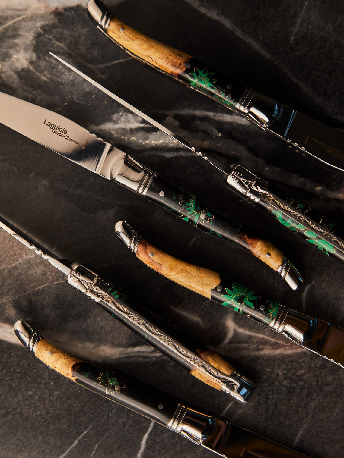 Goyon-Chazeau - Le Thiers Pressed Flowers Resin Steak Knives (Set of 6) -  - ABASK