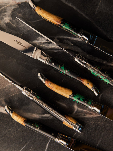 Goyon-Chazeau - Le Thiers Pressed Flowers Resin Steak Knives (Set of 6) -  - ABASK