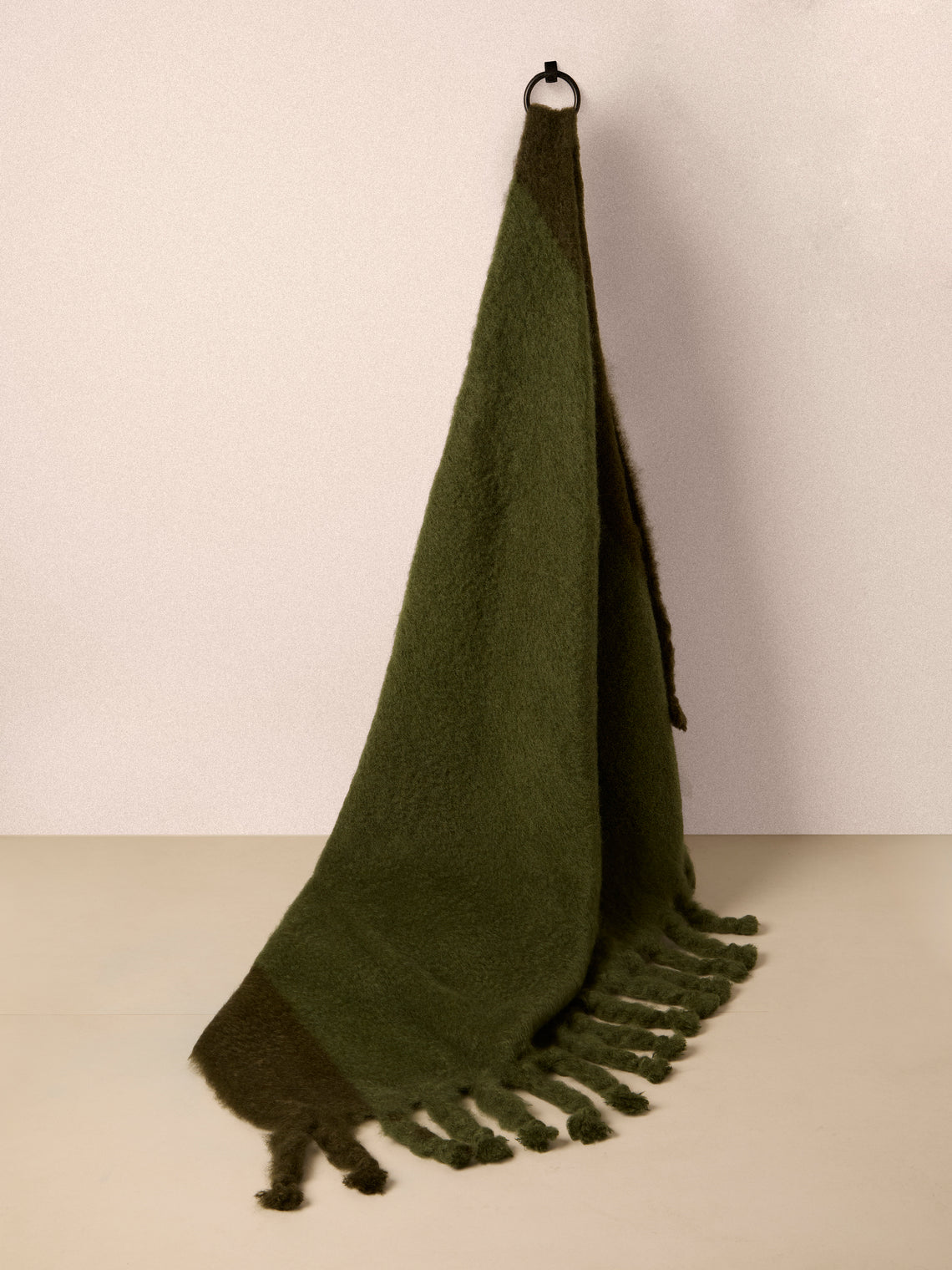 The Wren - Brume Handwoven Mohair and Wool Throw (76.5in/1.95m) - Green - ABASK