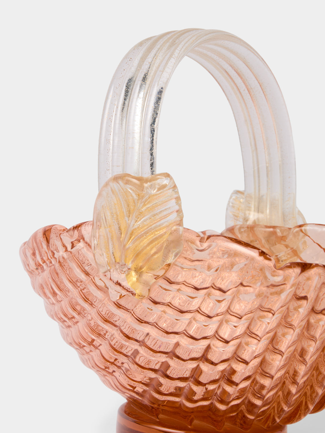Antique and Vintage - 1940 Seguso Glass Basket - Orange - ABASK