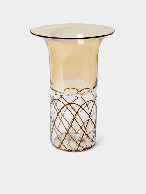 Antique and Vintage - 1990s Lino Tagliapietra Incalmo Murano Glass Vase (12in/31cm) - Brown - ABASK - 