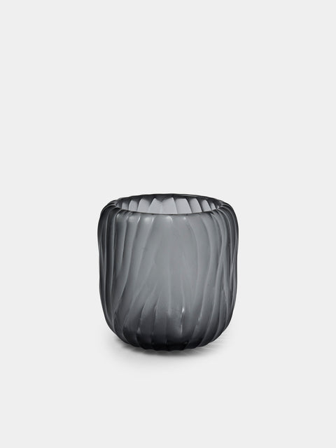 Micheluzzi Glass - Rullo Acciaio Alghe Hand-Blown Murano Glass Vase (4.5in/11.5cm) - Gray - ABASK - 