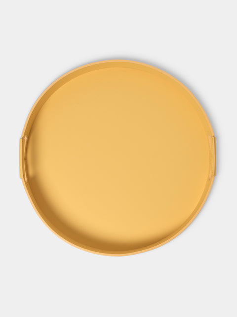 RUDI - Ginepro Leather Round Tray (16.5in/42.5cm) - Yellow - ABASK - 