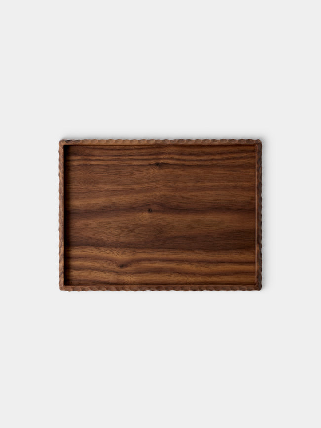 Droulers - Bosco Bordo Selvatico Hand-Carved Walnut Tray (8in/20cm) - Brown - ABASK - 