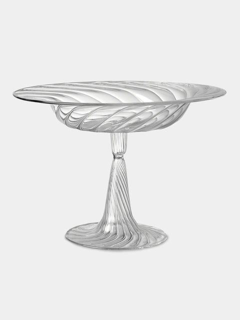 Alya Tannous - Twisted Hand-Blown Glass Large Dessert Bowl - Clear - ABASK - 