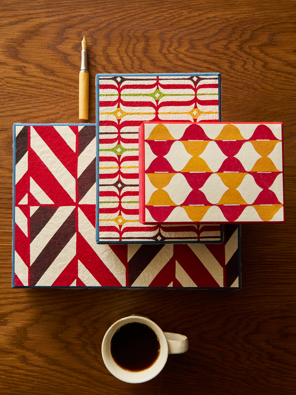 Keijusha - Washi Treasure Boxes (Set of 3) - Red - ABASK