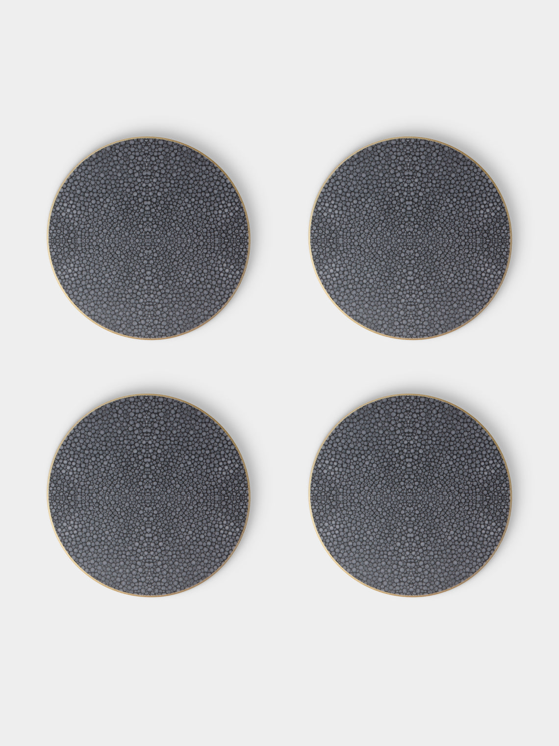 HestiaLiving - | Set of 4 | Prestige Faux Shagreen Coasters - Gray - ABASK - 