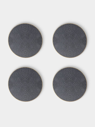 HestiaLiving - | Set of 4 | Prestige Faux Shagreen Coasters - Gray - ABASK - 