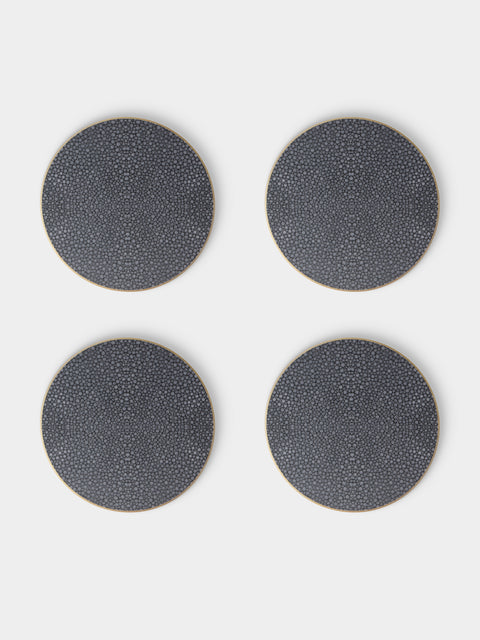 HestiaLiving - | Set of 4 | Prestige Faux Shagreen Coasters - Gray - ABASK - 