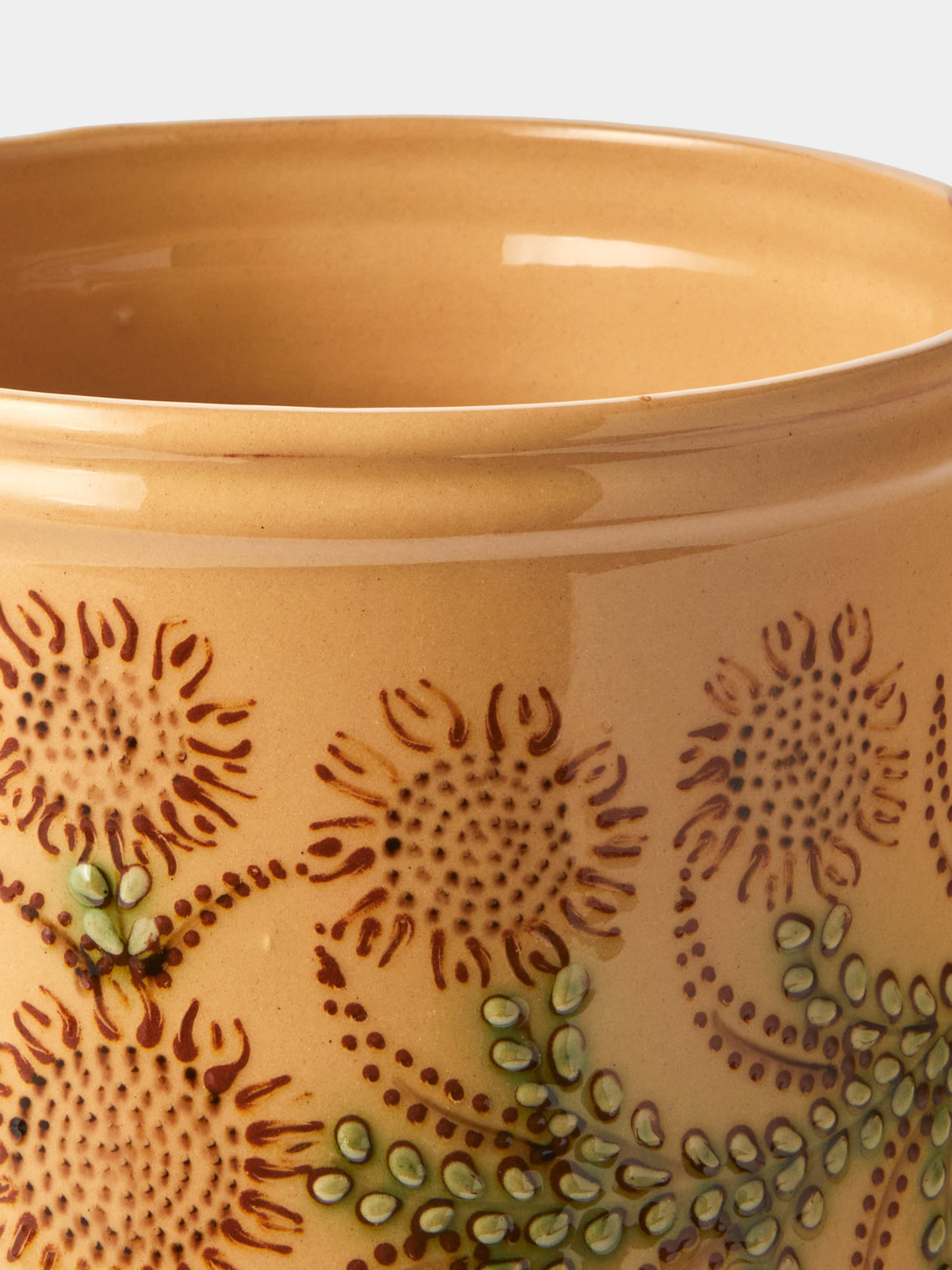 Poterie d’Évires - Flowers Hand-Painted Ceramic Utensil Pot - Cream - ABASK