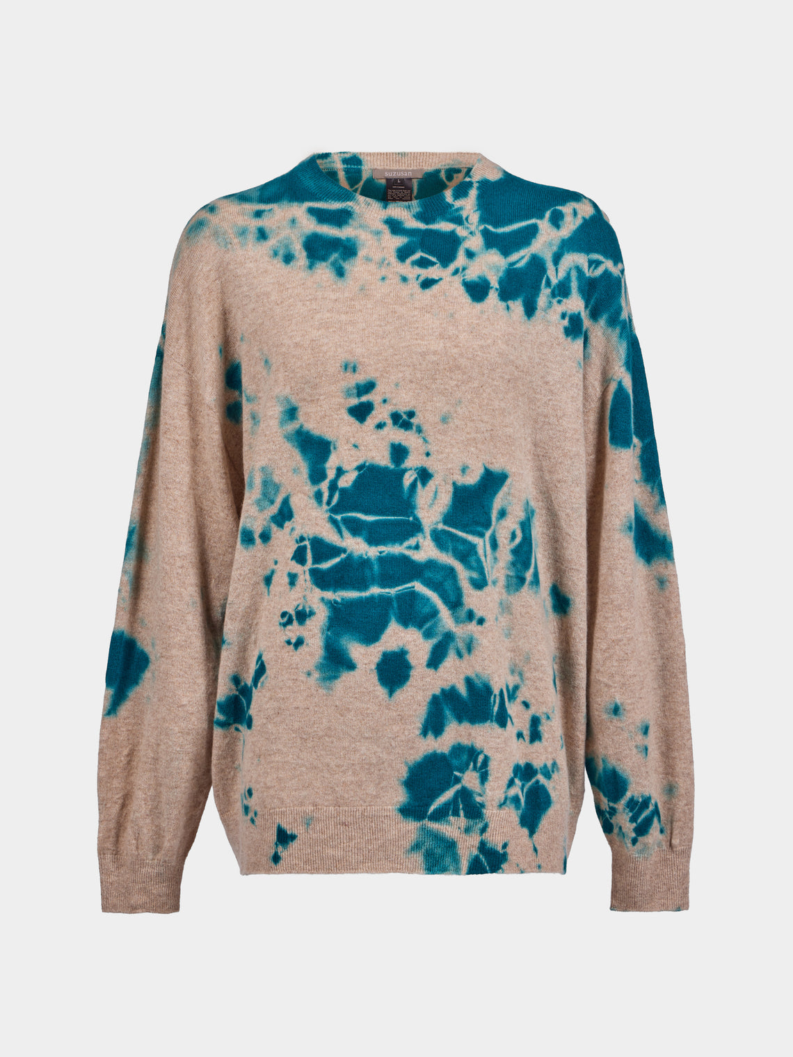 Suzusan - Shibori Cashmere Seamless Sweater | Size: L - Teal - ABASK - 