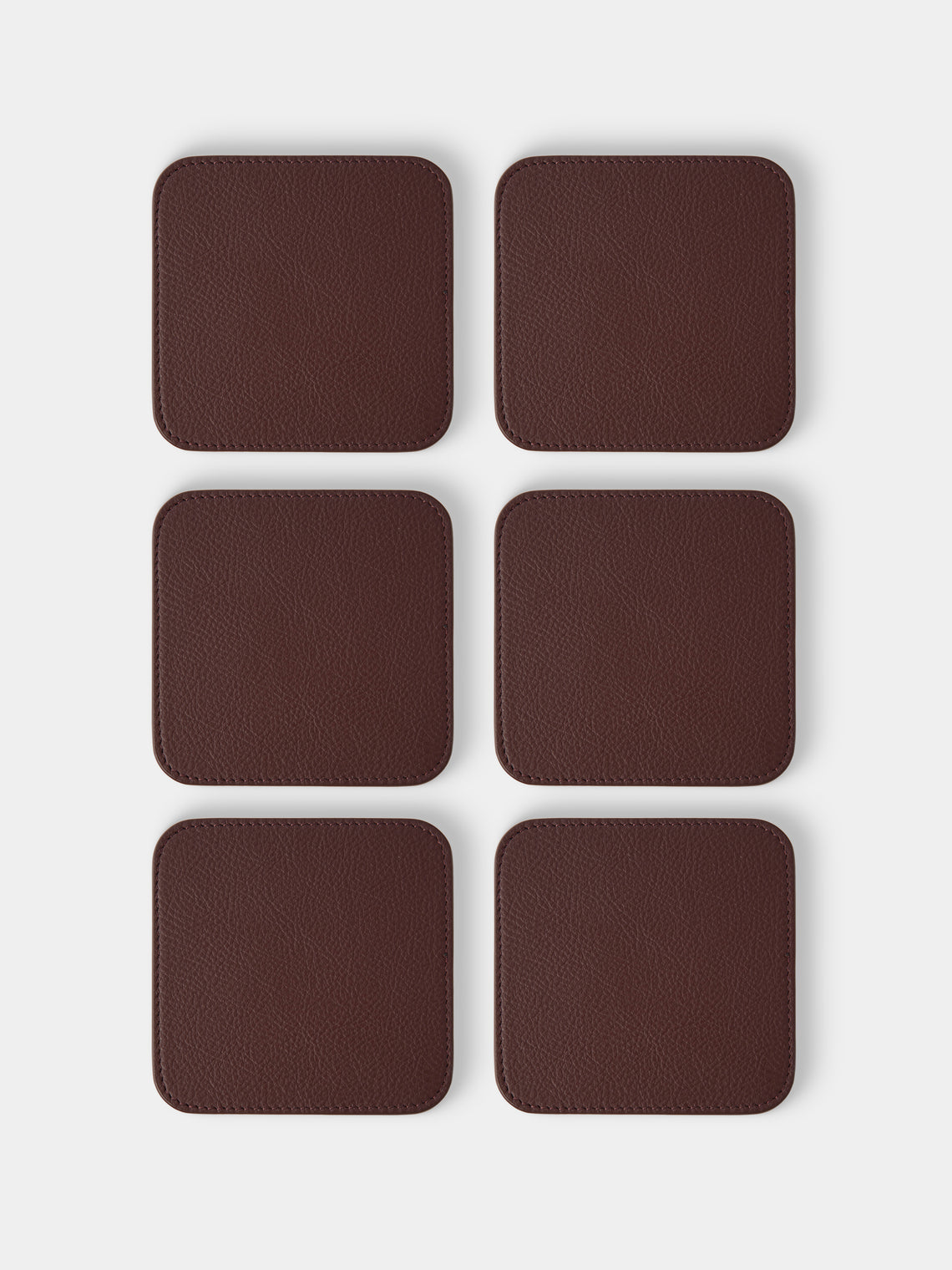 Giobagnara x Poltrona Frau - Leather and Walnut Coasters with Holder (Set of 6) - Burgundy - ABASK