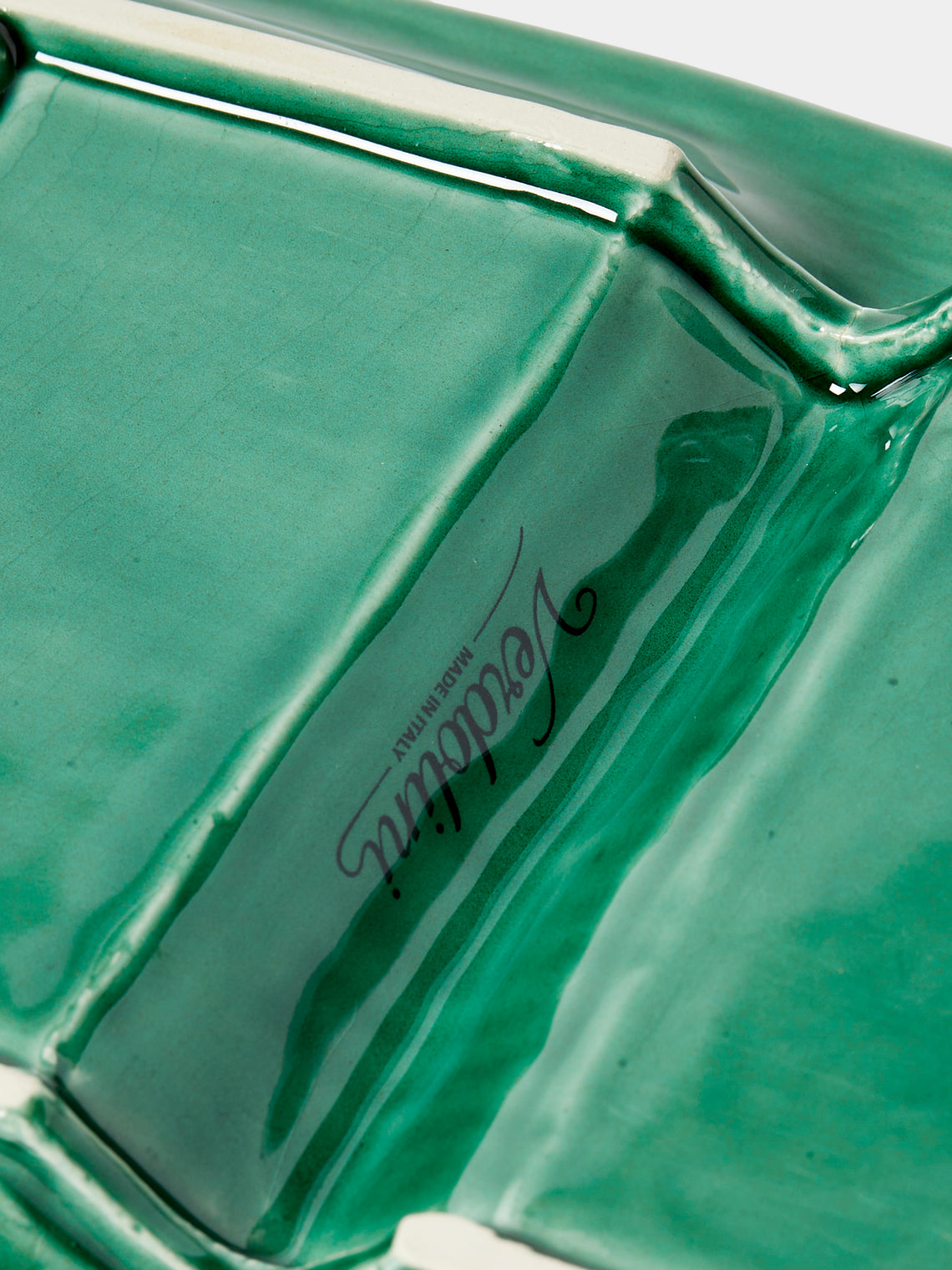 Verdolini - Palizzata Hand-Painted Ceramic Double Appetizer Dish - Green - ABASK