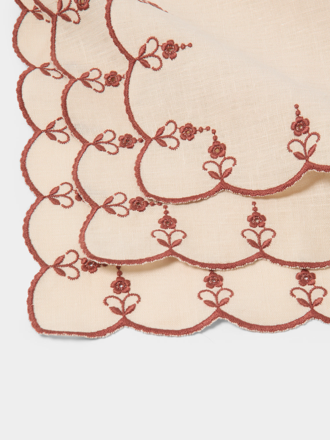 Borgo delle Tovaglie - Carlotta Embroidered Linen Napkins (Set of 4) - Ivory - ABASK