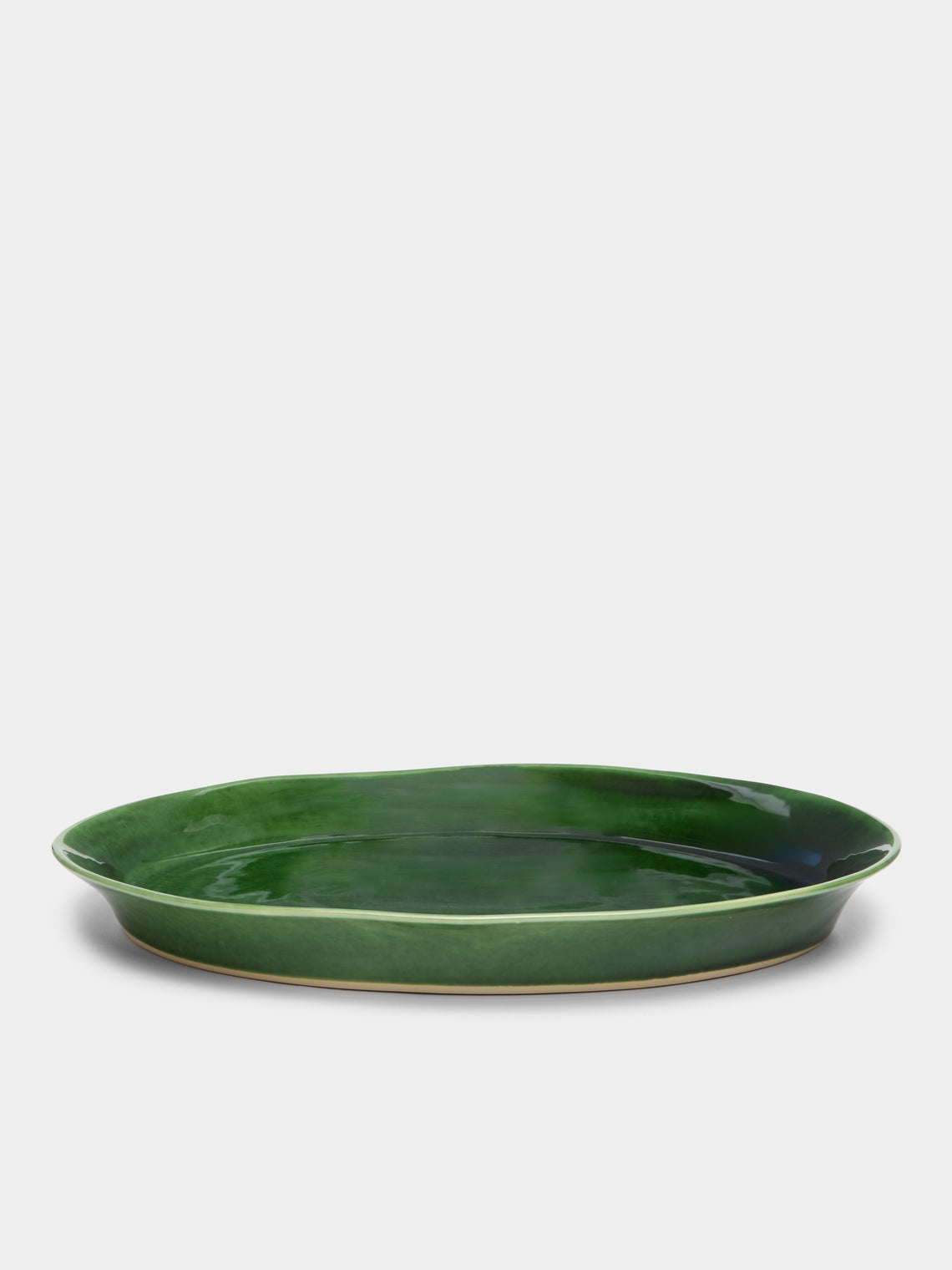 Hand-Glazed Ceramic Large Oval Platter