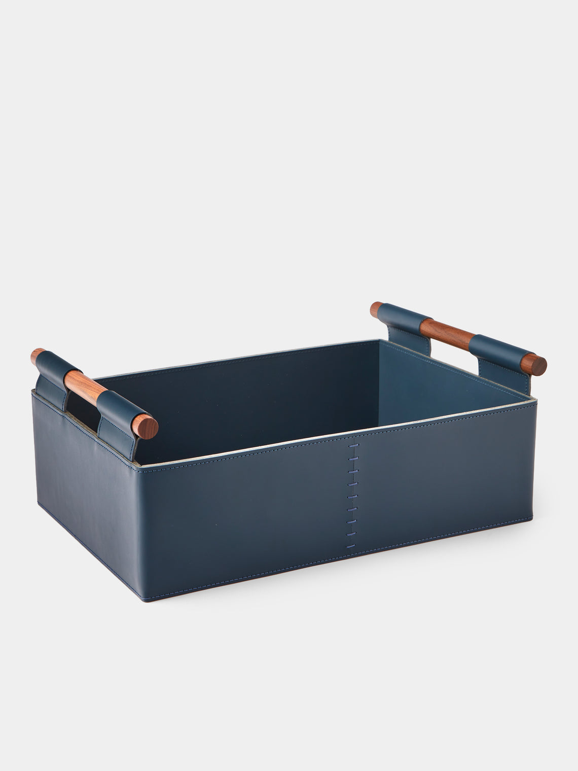 Rabitti 1969 - Beta Leather Rectangular Low Basket - Blue - ABASK