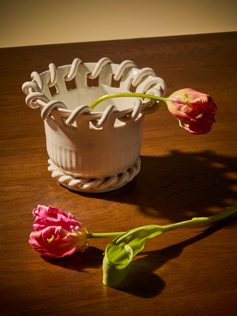 Antique and Vintage - 1920s Émile Tessier Ceramic Vase (6.5in/16.5cm) - White - ABASK