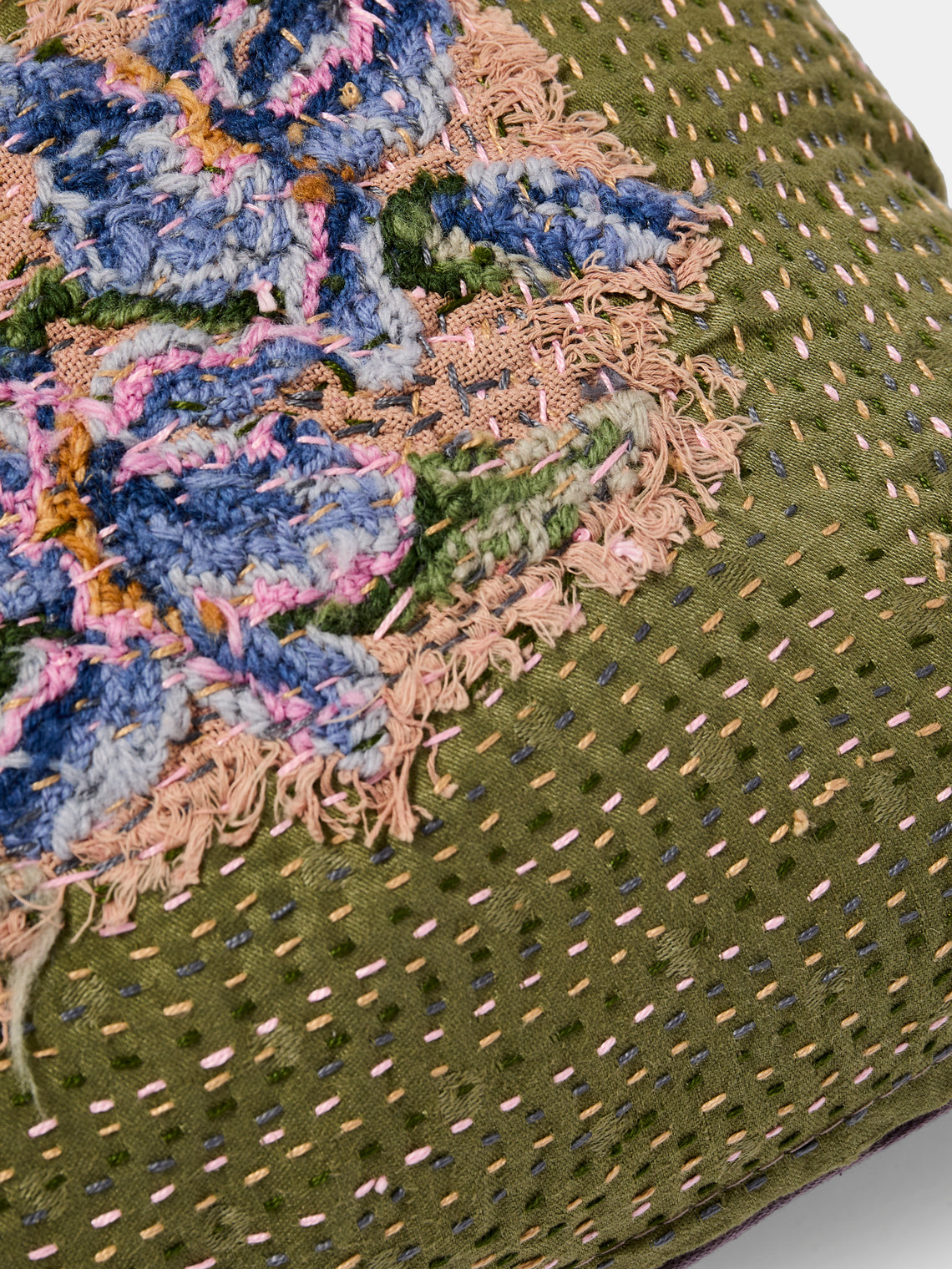By Walid - 19th-Century Silk Embroidery Damask Pillow (17.5in/45cm) - Multiple - ABASK