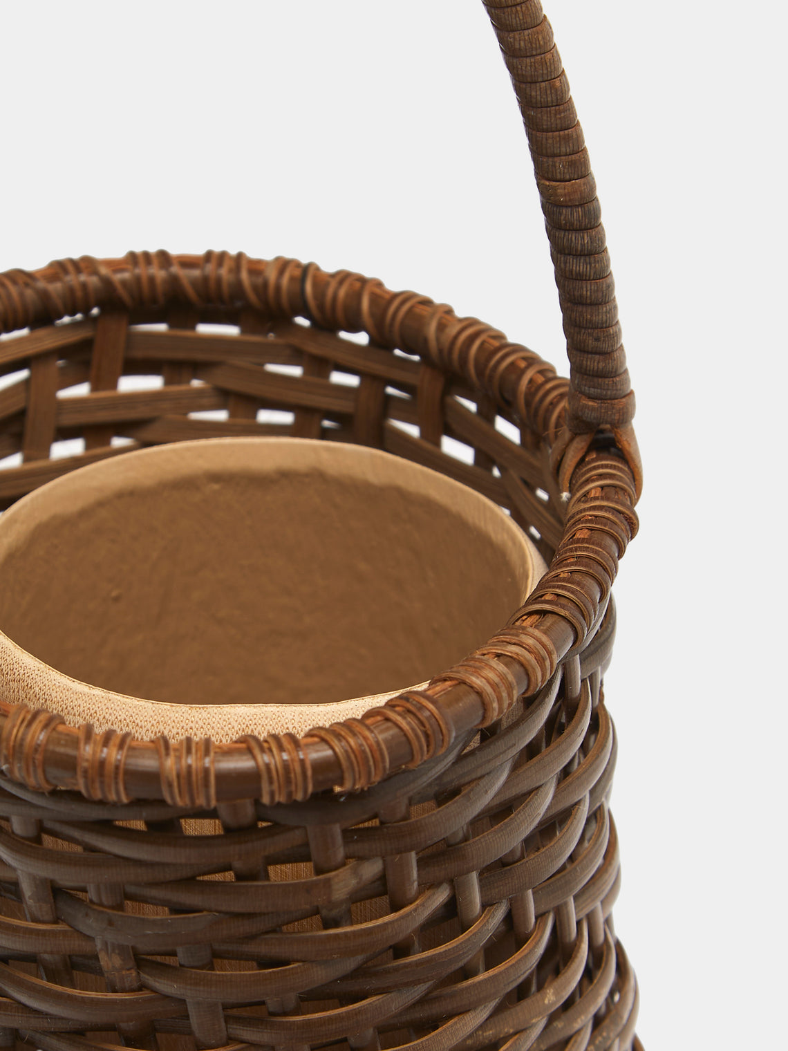 Junpei Kawaguchi - Handwoven Rattan Basket with Handle - Brown - ABASK