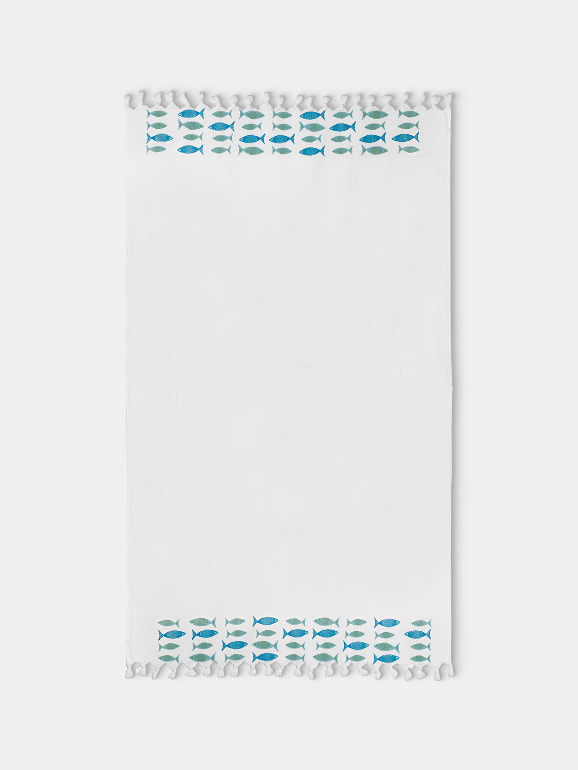 Anut Cairo - Small Fish Hand-Printed Cotton Beach Towels (Set of 2) - Blue - ABASK