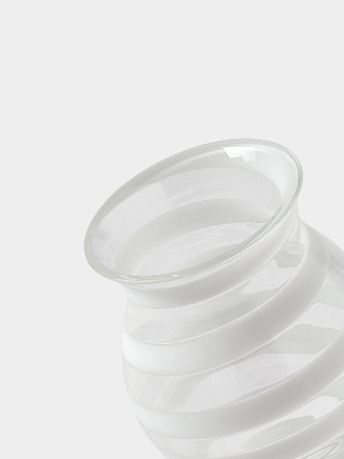 Yali Glass - Nastro Hand-Blown Murano Glass Candle Cover - White - ABASK