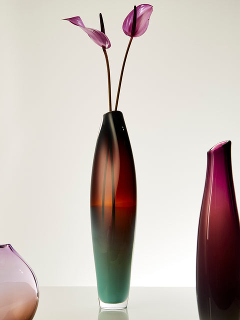 Michele Oberdieck - Sierra Reflections Hand-Blown Glass Vase (23in/58cm) - Green - ABASK