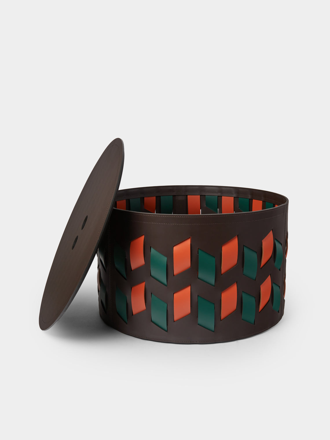 RUDI - Cancun No. 10 Leather Round Basket - Multiple - ABASK