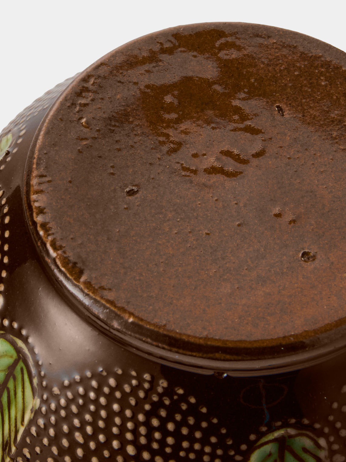 Poterie d’Évires - Stripes and Dots Hand-Painted Ceramic Small Teapot - Dark Brown - ABASK