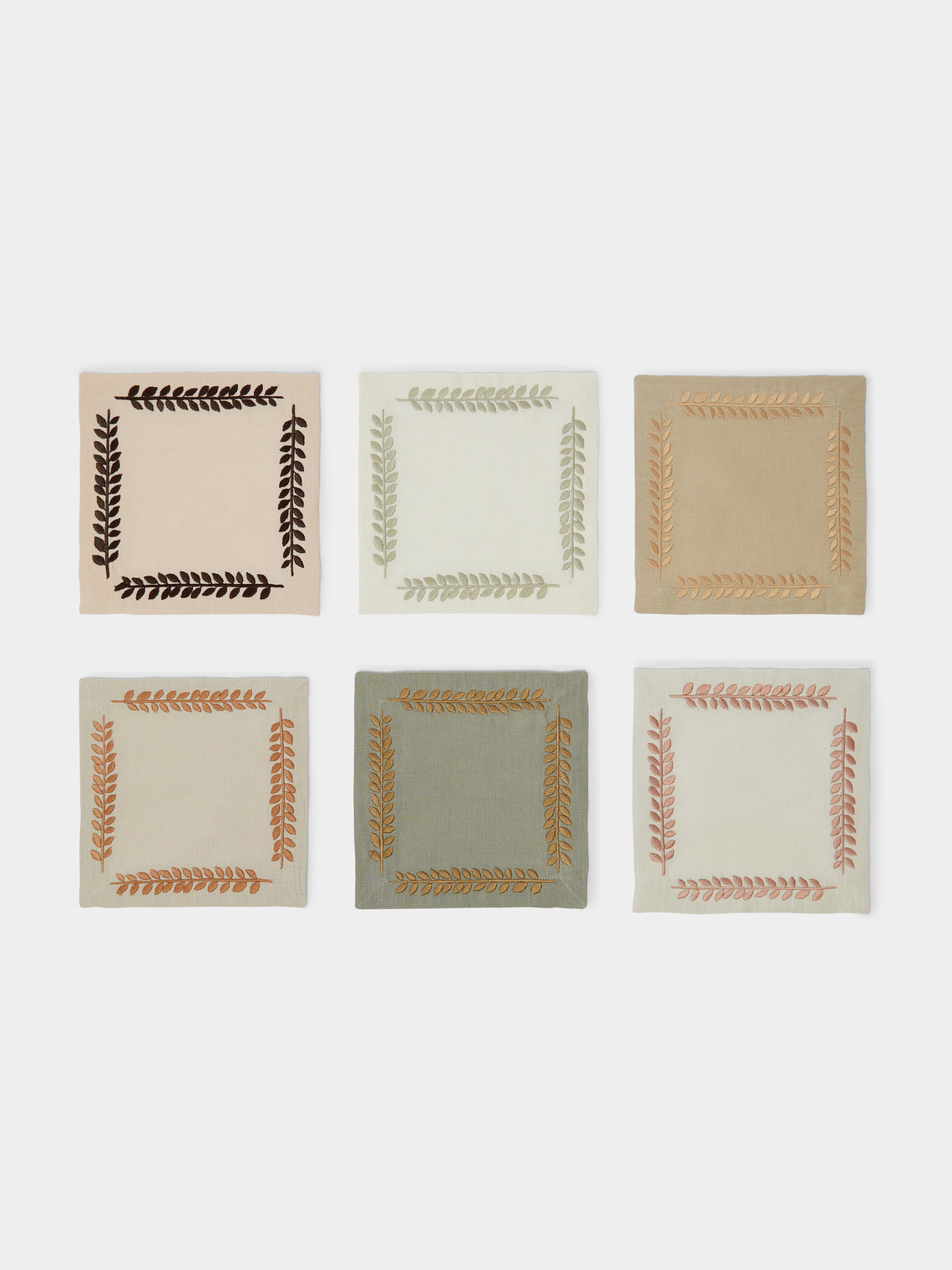 Angela Wickstead - Embroidered Linen Cocktail Napkins (Set of 6) - Multiple - ABASK - 