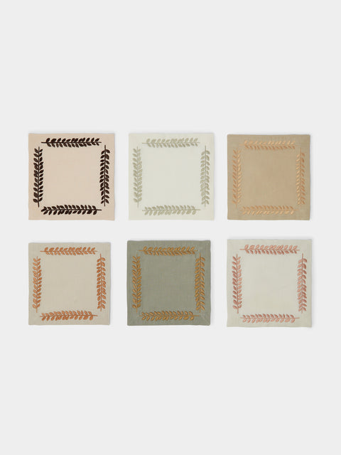 Angela Wickstead - Embroidered Linen Cocktail Napkins (Set of 6) - Multiple - ABASK - 