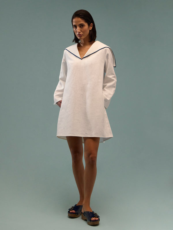 Les Vacances D'Irina - The Santorini Linen Short Dress | One Size - White - ABASK