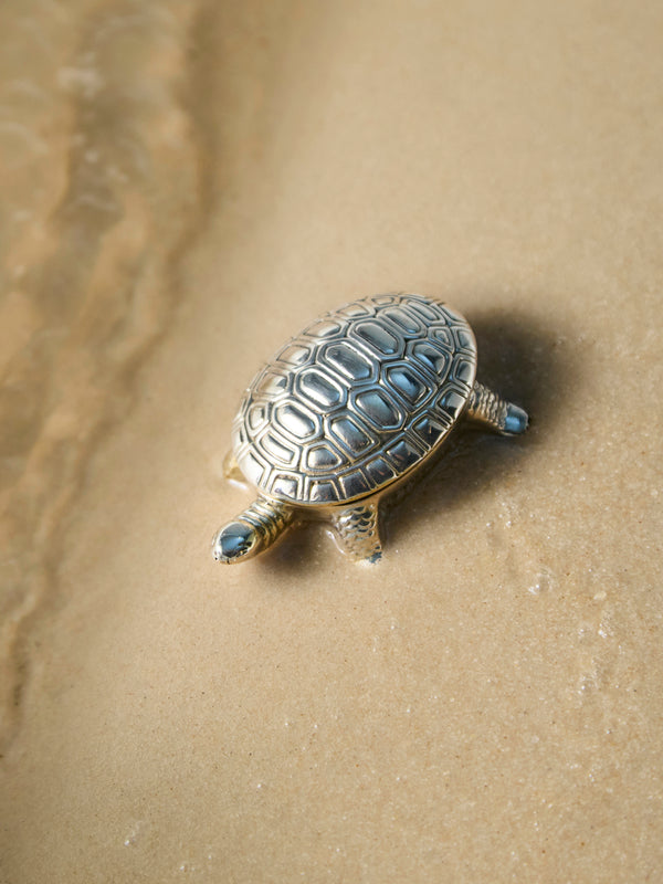 Jarosinski & Vaugoin - Turtle Sterling Silver and Gold Vermeil Salt Cellar with Spoon -  - ABASK