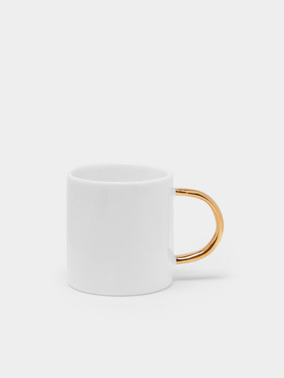 Feldspar - Hand-Painted 24ct Gold and Bone China Espresso Mugs (Set of 4) - White - ABASK - 