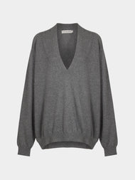 Arch4 - Oona Baby Goat Cashmere V-Neck Sweater | Size: S - Gray - ABASK - 