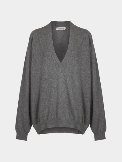 Arch4 - Oona Baby Goat Cashmere V-Neck Sweater | Size: S - Gray - ABASK - 