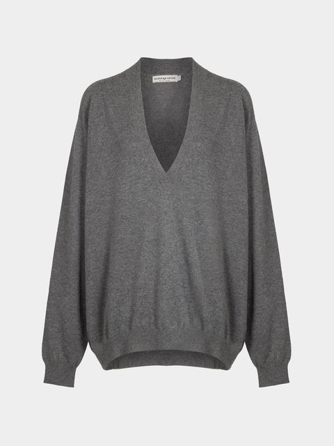 Arch4 - Oona Baby Goat Cashmere V-Neck Sweater | Size: S - Gray - ABASK - 
