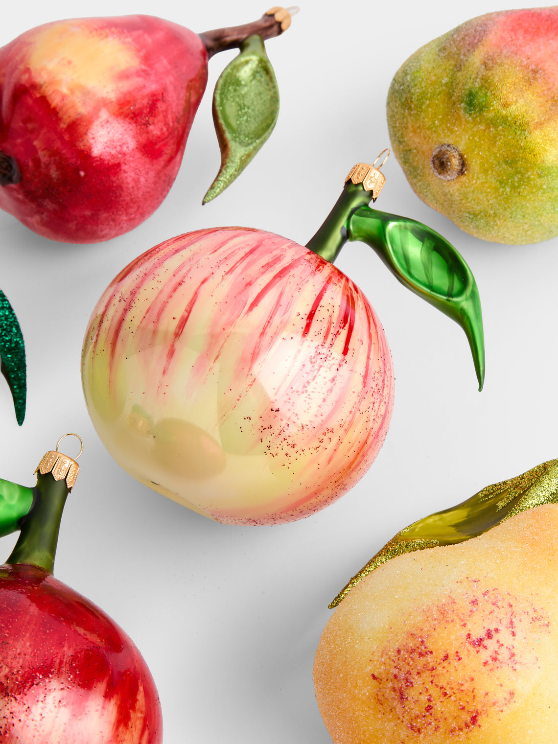 ABASK Decorations - Apples and Pears Hand-Blown Glass Baubles (Set of 6) - Multiple - ABASK