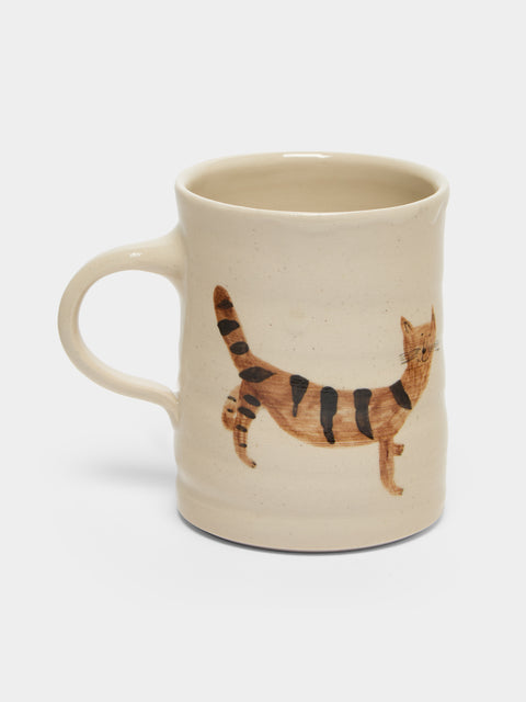 Liz Rowland - Striped Cat Hand-Painted Ceramic Mug - Multiple - ABASK - 
