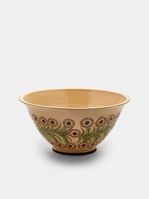 Poterie d’Évires - Flowers Hand-Painted Ceramic Large Serving Bowl - Cream - ABASK - 