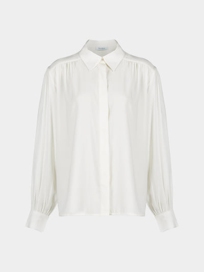 Ryan Roche - Silk Collared Blouse | Size: S - White - ABASK - 