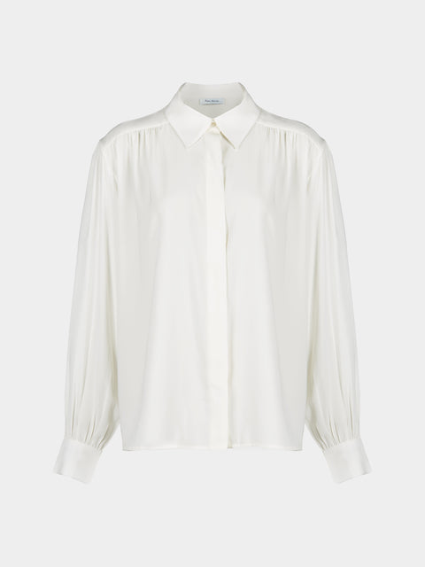 Ryan Roche - Silk Collared Blouse | Size: S - White - ABASK - 