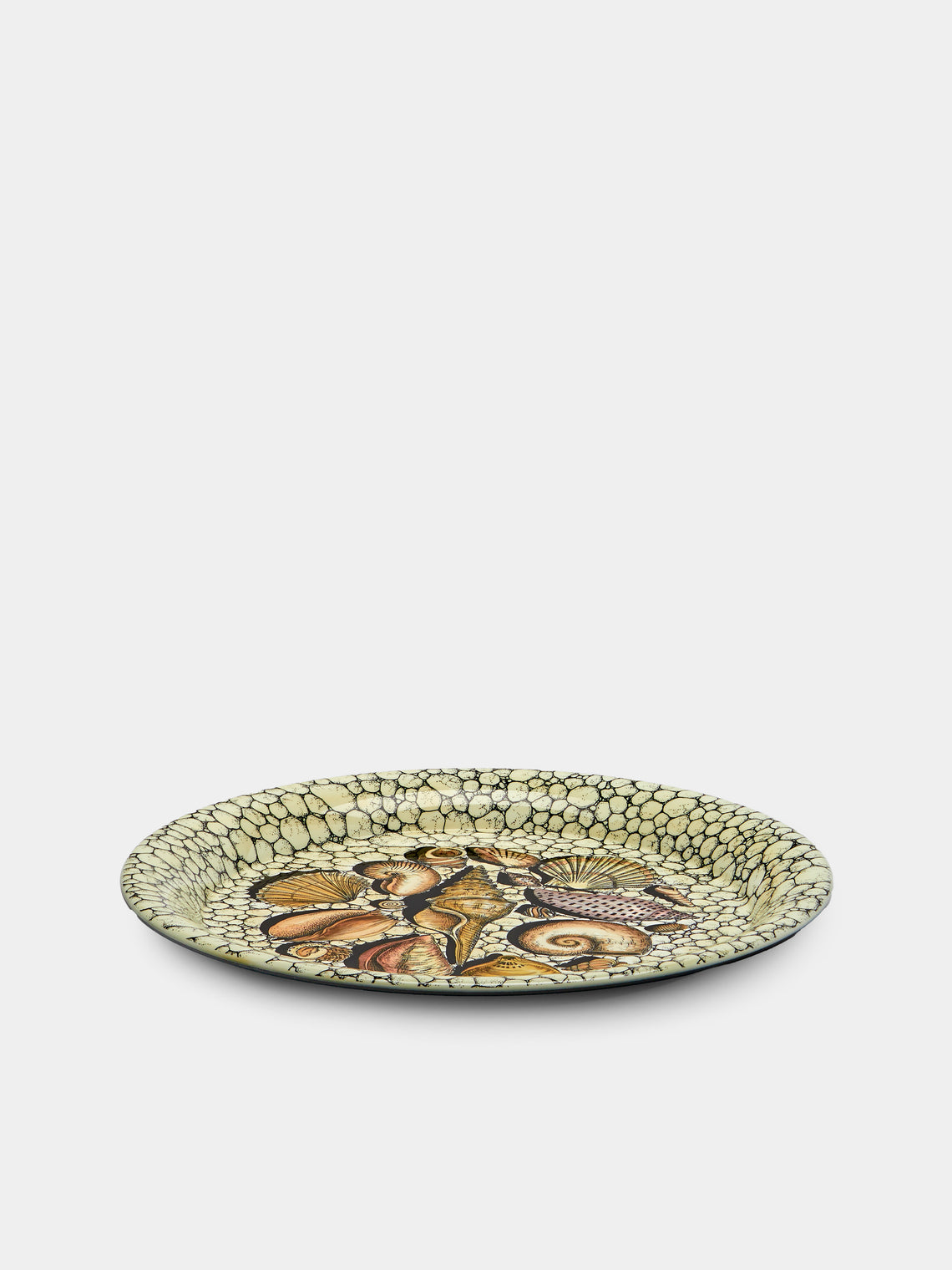 Fornasetti - Conchiglie e Ciottoli Wood Round Tray - Ivory - ABASK