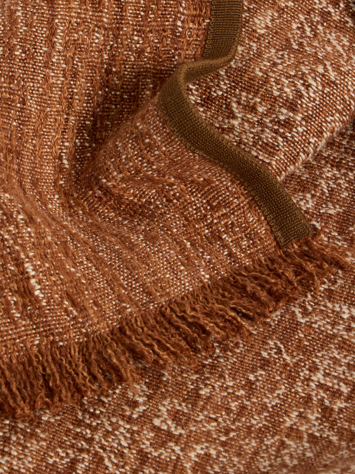 de Le Cuona - Tribal Linen and Wool Throw (78.5in/2m) - Orange - ABASK