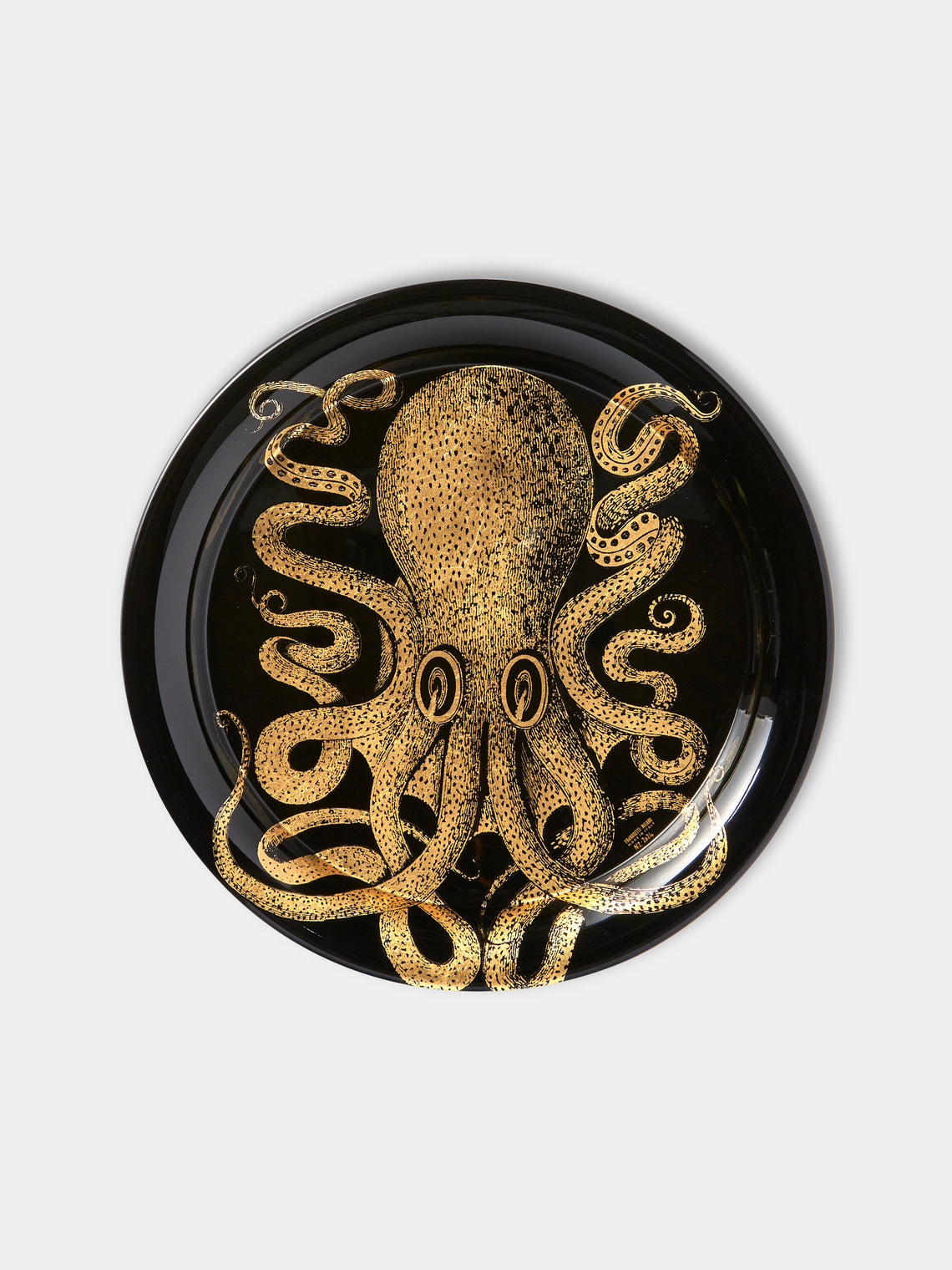 Fornasetti - Polipo Wood Round Tray - Black - ABASK - 